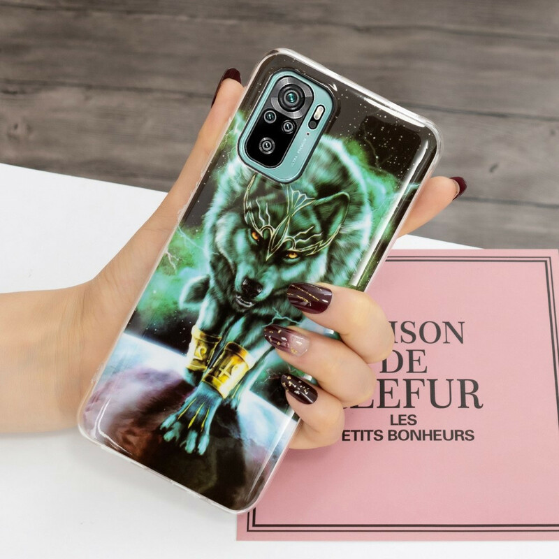 Coque Xiaomi Redmi Note 10 / Note 10 Série Loup Fluorescente