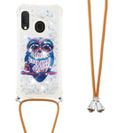 Coque Samsung Galaxy A20e à Cordon Paillettes Miss Hibou