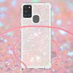 Coque Samsung Galaxy A21s Paillettes avec Cordon