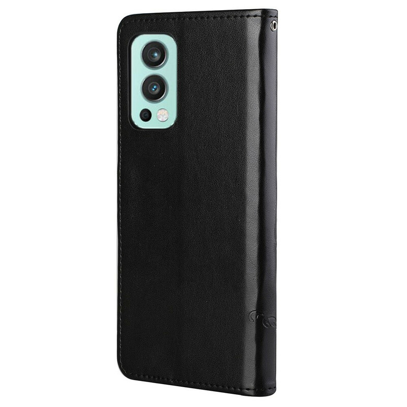 Housse OnePlus Nord 2 5G Papillons Et Fleurs À Lanière