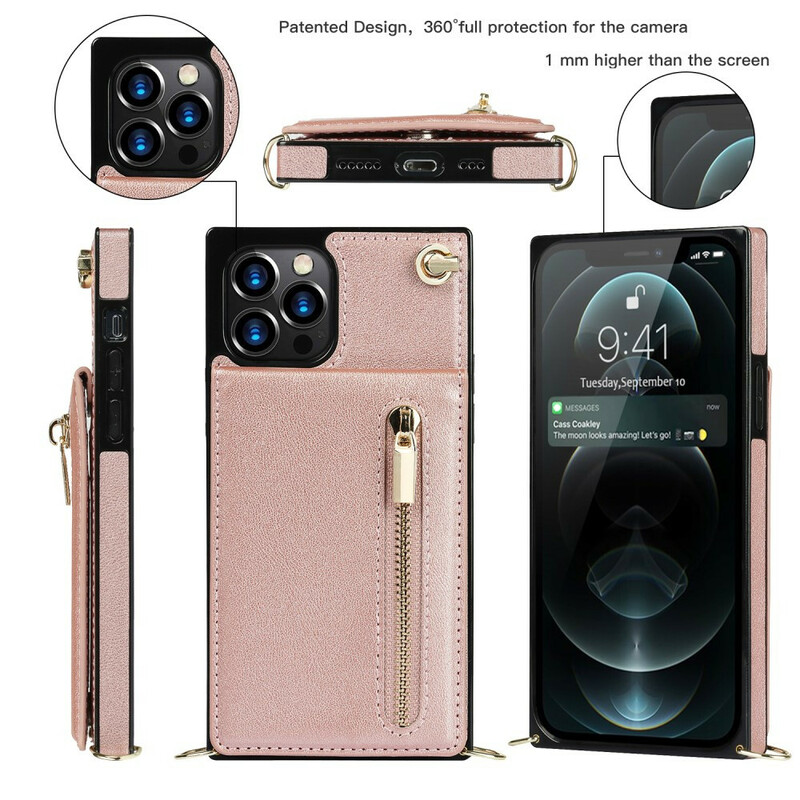 Coque iPhone 12 / 12 Pro Bandoulière Porte-cartes