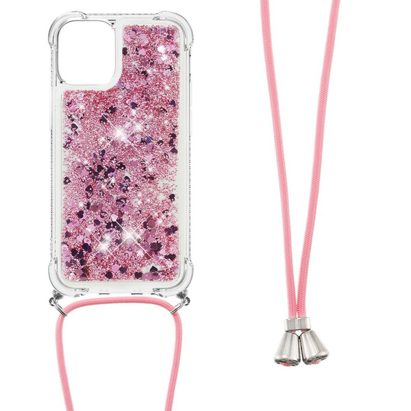 Coque iPhone 13 Mini Paillettes avec Cordon