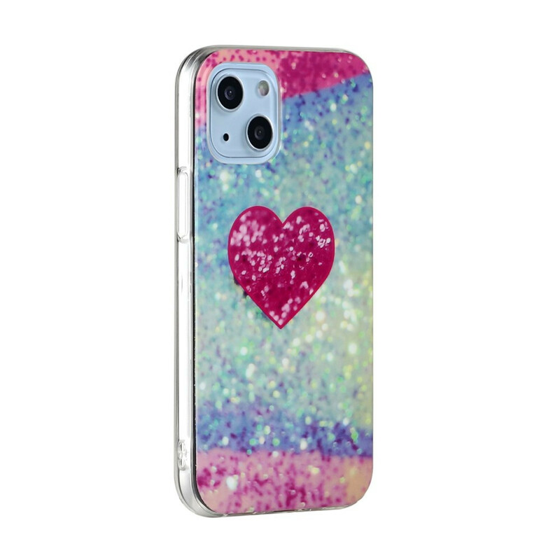 Coque iPhone 13 Mini Marbre Paillettes