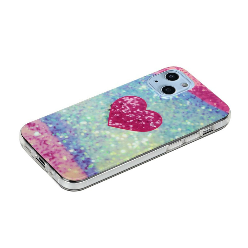 Coque iPhone 13 Mini Marbre Paillettes