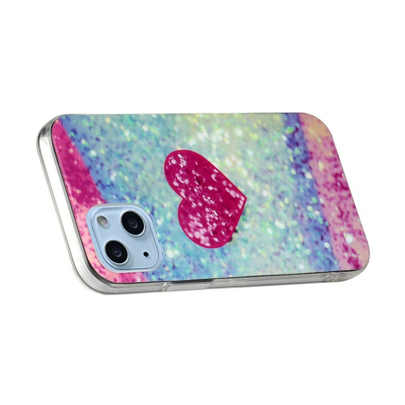 Coque iPhone 13 Mini Marbre Paillettes