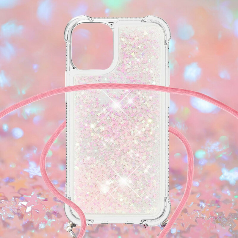 Coque iPhone 13 Pro Paillettes avec Cordon