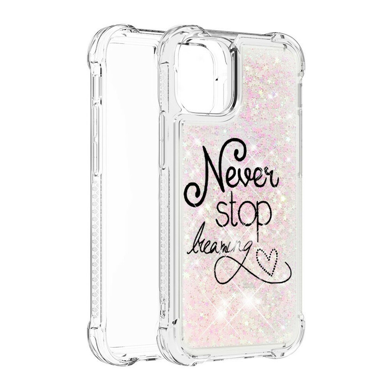 Coque iPhone 13 Pro Never Stop Dreaming Paillettes