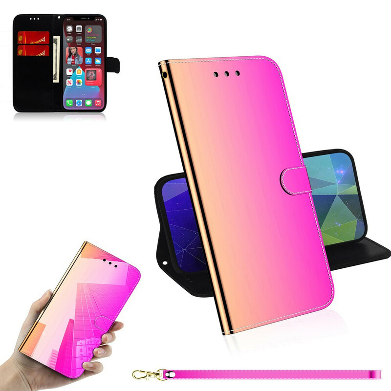 Housse iPhone 13 Pro Simili Cuir Couverture Miroir