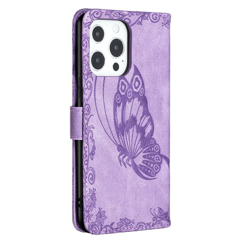 Housse iPhone 13 Pro Papillon Baroque à Lanière