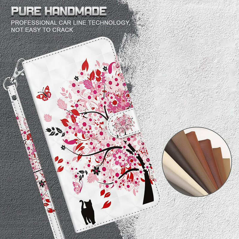 Housse iPhone 13 Pro Max Arbre Rose et Chat Noir