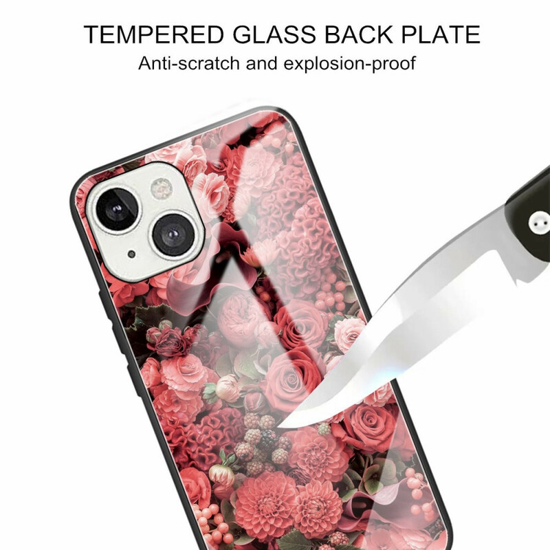 Coque iPhone 13 Verre trempé Fleurs Roses