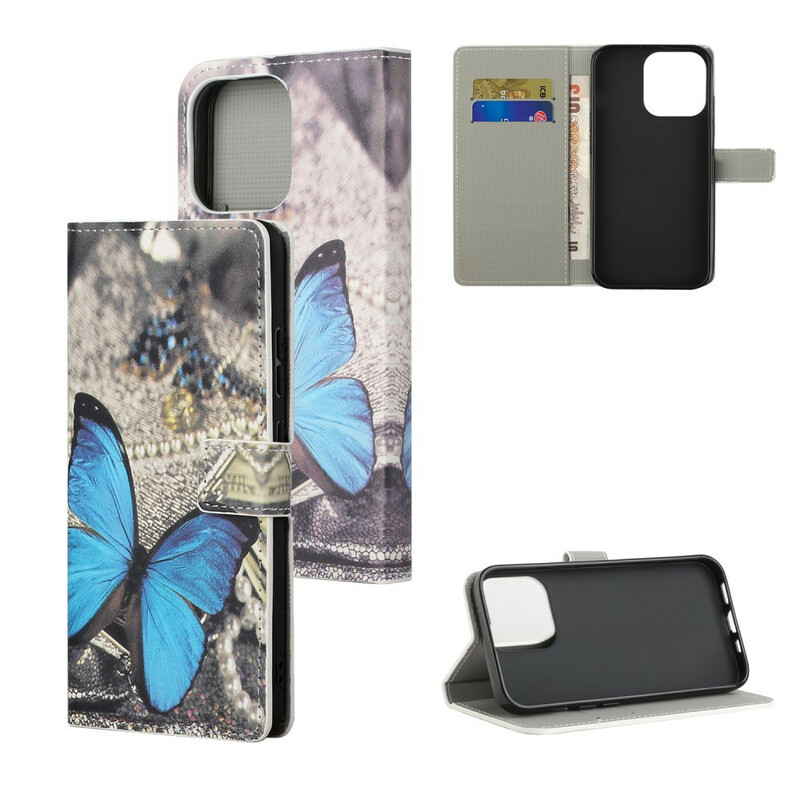 Housse iPhone 13 Papillon Bleu