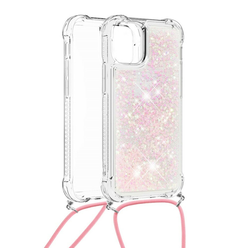 Coque iPhone 13 Pro Max Paillettes à Cordon