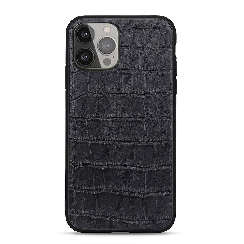 Coque iPhone 13 Pro Max Véritable Cuir Texture Crocodile