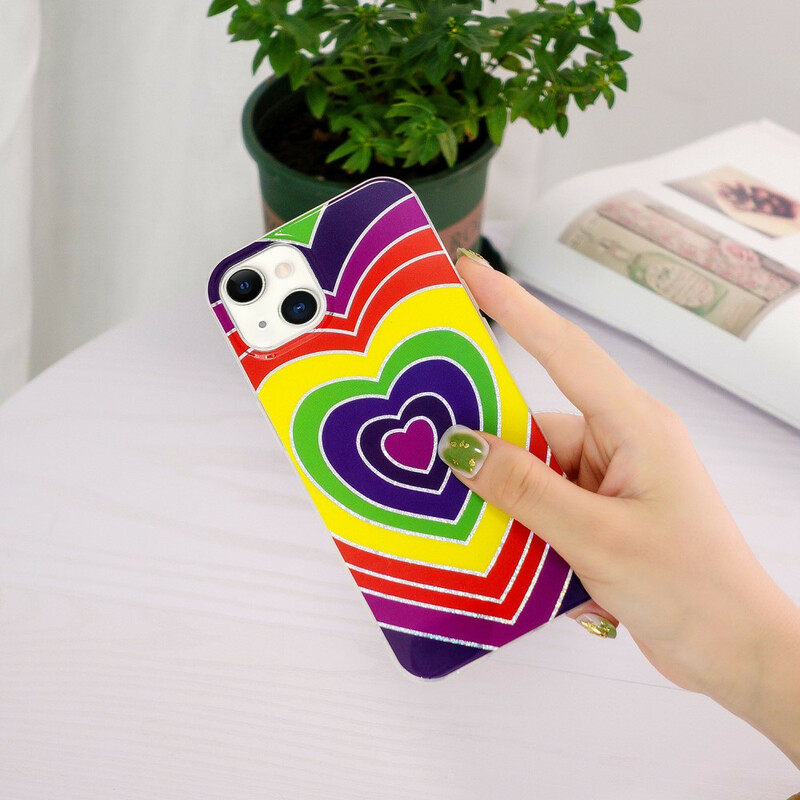 Coque iPhone 13 Coeur Psychédélique