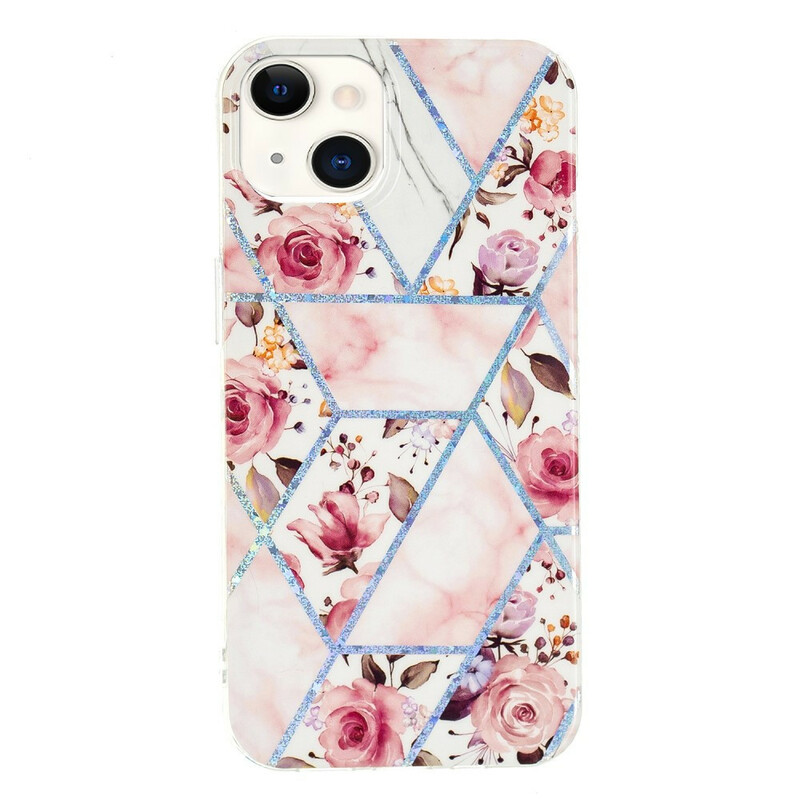 Coque iPhone 13 Marbrée Fleurs