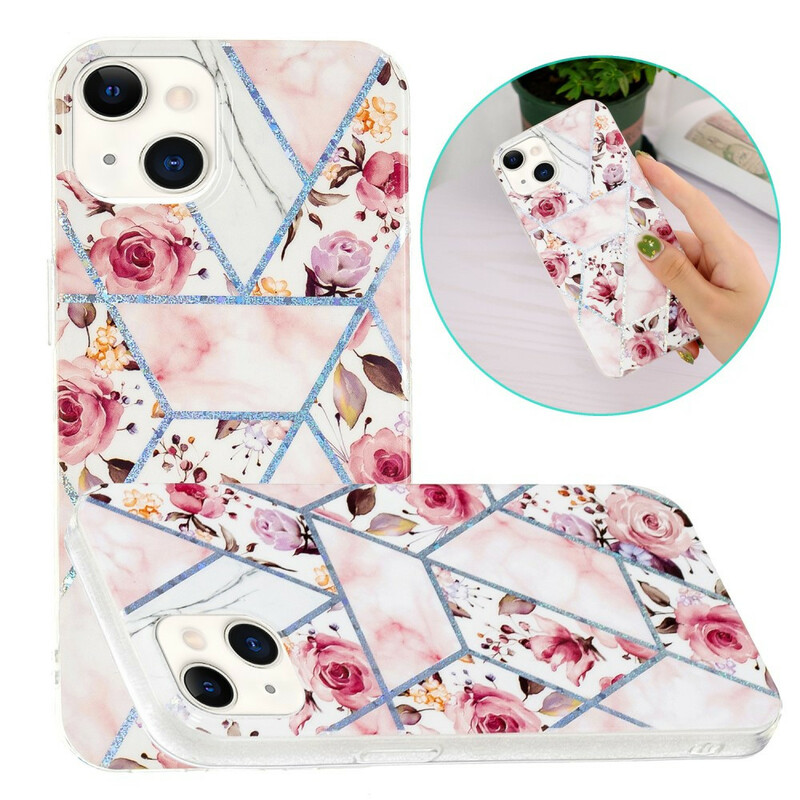 Coque iPhone 13 Marbrée Fleurs