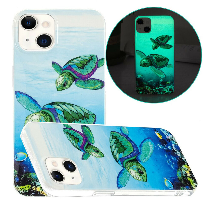 Coque iPhone 13 Tortues Fluorescente