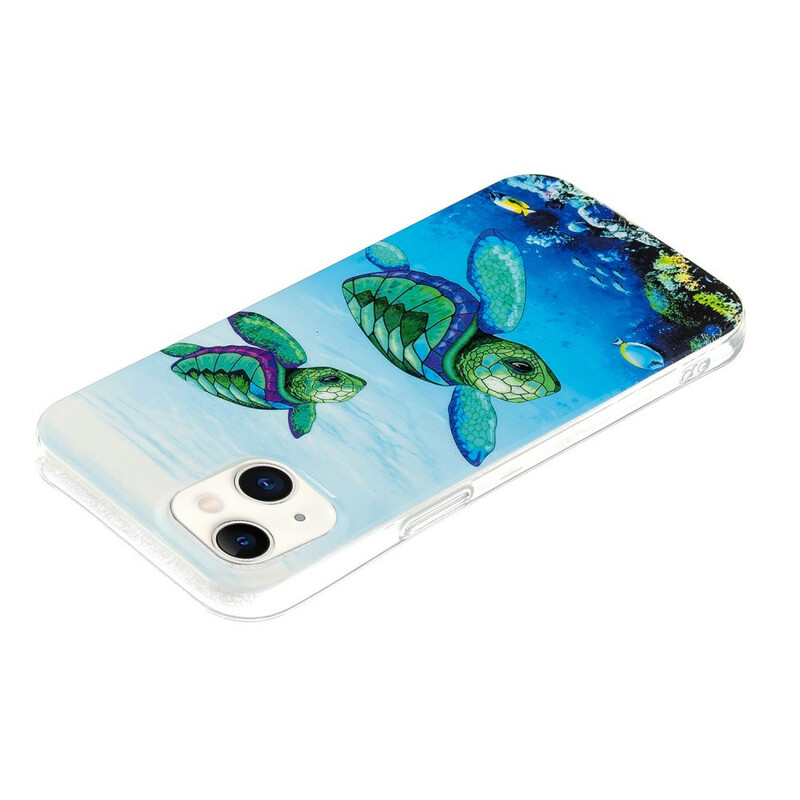 Coque iPhone 13 Tortues Fluorescente