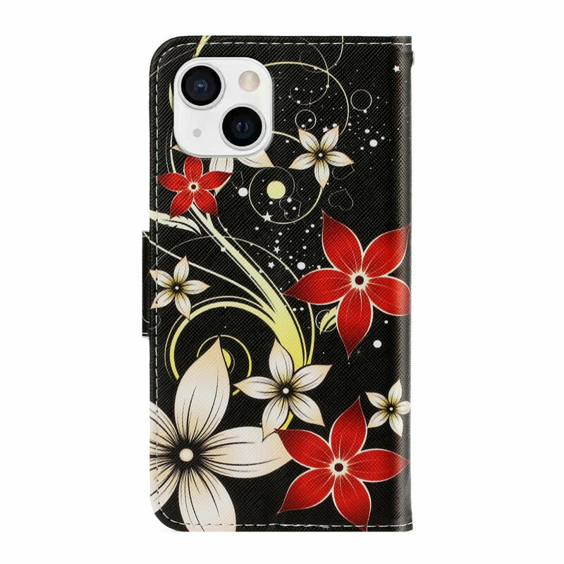 Housse iPhone 13 Fleurs Colorées à Lanière