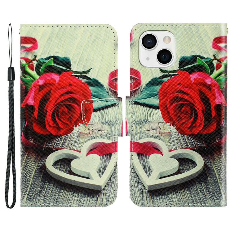 Housse iPhone 13 Rose Romantique à Lanière