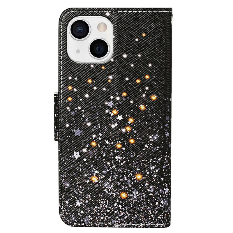 Housse iPhone 13 Étoiles et Paillettes avec Lanière