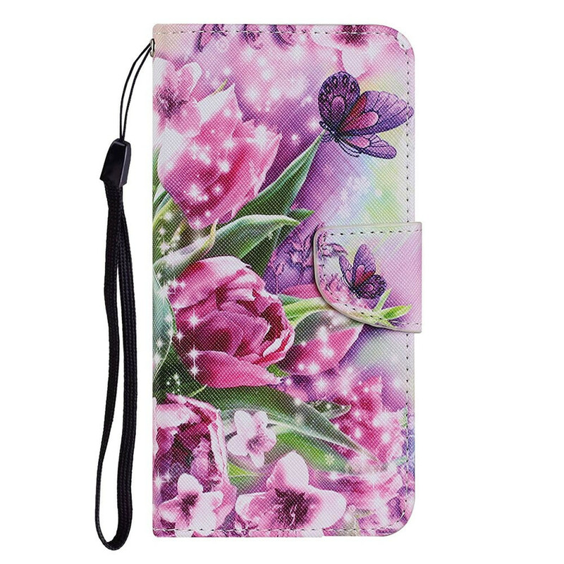 Housse iPhone 13 Papillons et Tulipes