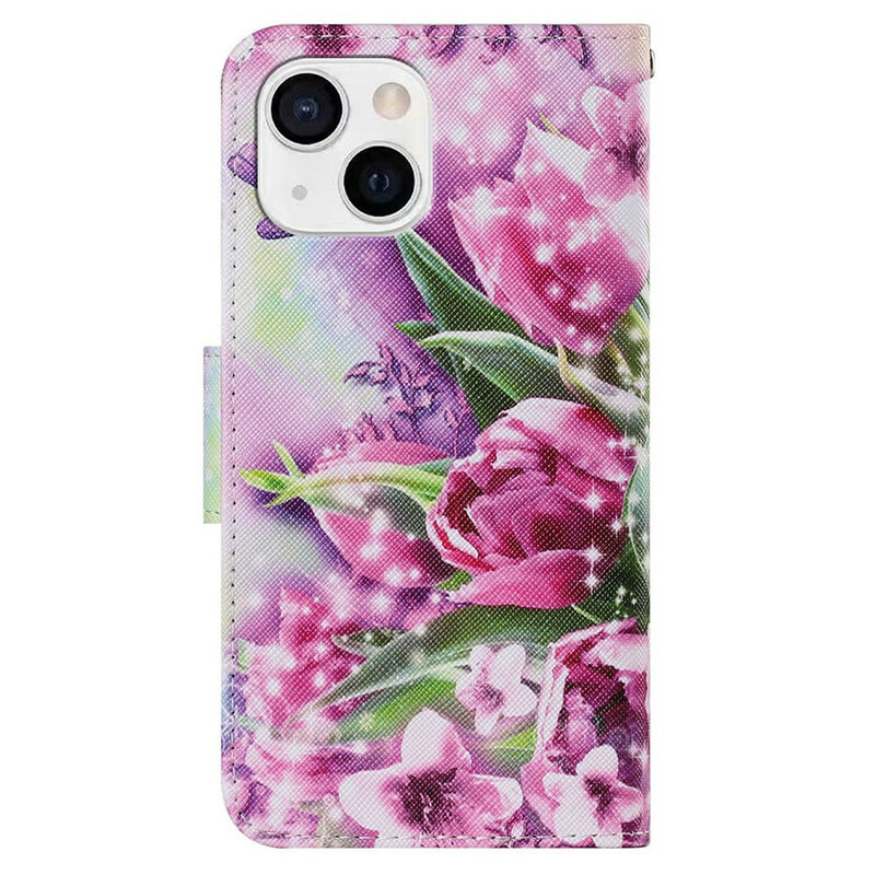 Housse iPhone 13 Papillons et Tulipes