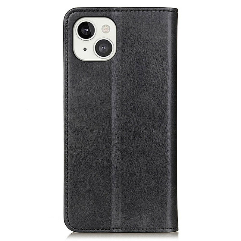 Flip Cover iPhone 13 Cuir Litchi Fendu