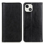 Flip Cover iPhone 13 Cuir Litchi Fendu Élégance