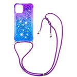 Coque iPhone 13 Silicone Paillettes et Cordon