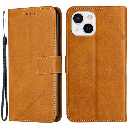 Housse iPhone 13 Style Cuir Géométrique à Lanière