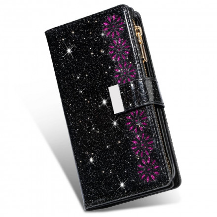 Housse iPhone 13 Paillettes Portefeuille Zip