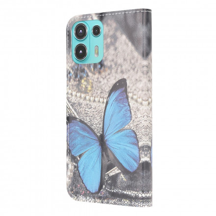 Housse Motorola Edge 20 Lite Papillon Bleu