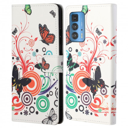 Housse Motorola Edge 20 Pro Papillons et Fleurs