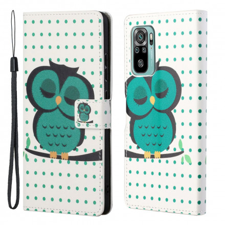 Housse Xiaomi Redmi 10 Hibou Endormi à Lanière