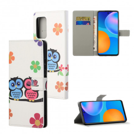 Housse Xiaomi Redmi 10 Couple de Hiboux à Lanière