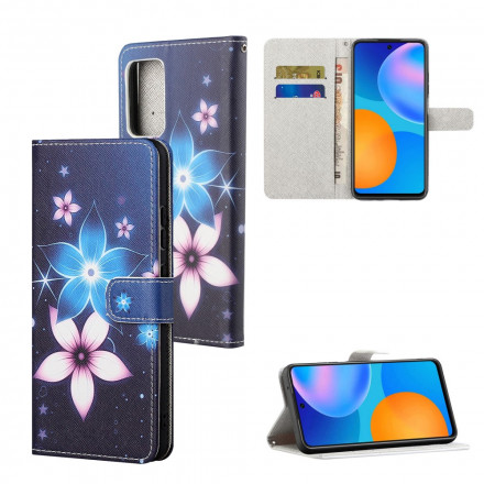 Housse Xaiomi Redmi 10 Fleurs Lunaires à Lanière