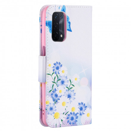 Housse Oppo A54 5G / A74 5G Papillons et Fleurs Peints