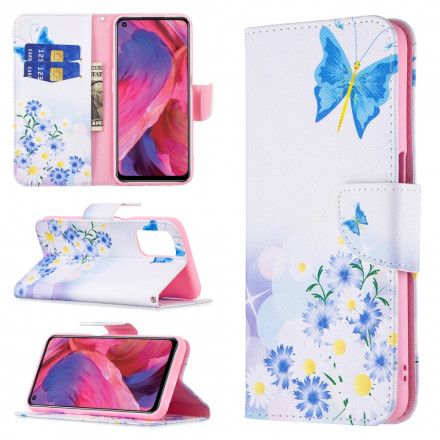 Housse Oppo A54 5G / A74 5G Papillons et Fleurs Peints