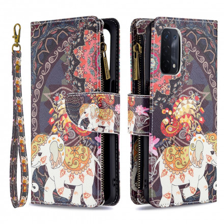 Housse Oppo A54 5G / A74 5G Poche Zippée Éléphant