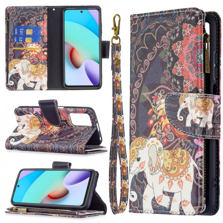 Housse Xiaomi Redmi 10 Poche Zippée Éléphant