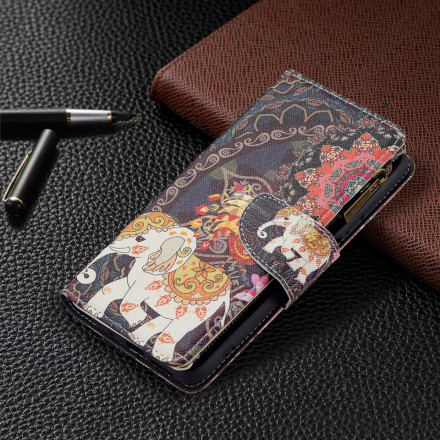 Housse Xiaomi Redmi 10 Poche Zippée Éléphant