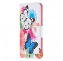 Housse Oppo A94 5G Papillons et Fleurs Peints