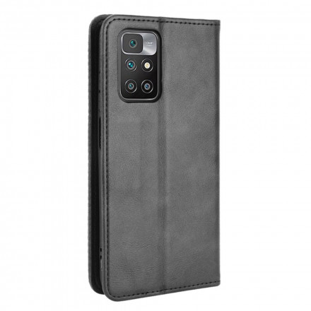 Flip Cover Xiaomi Redmi 10 Effet Cuir Vintage Stylisé