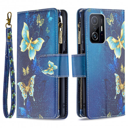 Housse Xiaomi 11T / 11T Pro Poche Zippée Papillons