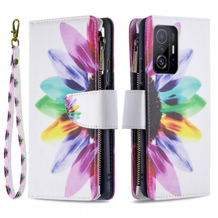 Housse Xiaomi 11T / 11T Pro Poche Zippée Fleur