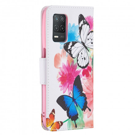 Housse Realme 8 5G Papillons et Fleurs Peints