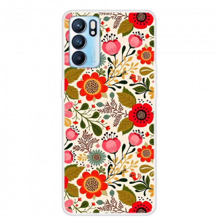 Coque Oppo Reno 6 5G Tapisserie Fleurie