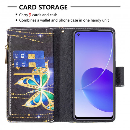 Housse Oppo Reno 6 5G Poche Zippée Papillons